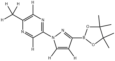 2-(methyl-d3)-5-(3-(4,4,5,5-tetramethyl-1,3,2-dioxaborolan-2-yl)-1H-pyrazol-1-yl-4,5-d2)pyrazine-3,6-d2 结构式