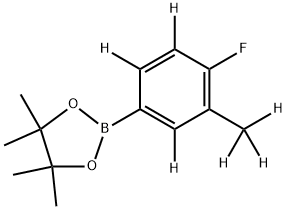 2-(4-fluoro-3-(methyl-d3)phenyl-2,5,6-d3)-4,4,5,5-tetramethyl-1,3,2-dioxaborolane 结构式