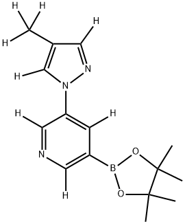 3-(4-(methyl-d3)-1H-pyrazol-1-yl-3,5-d2)-5-(4,4,5,5-tetramethyl-1,3,2-dioxaborolan-2-yl)pyridine-2,4,6-d3 结构式