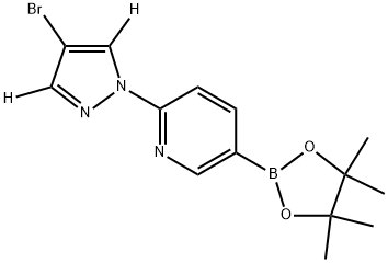 2-(4-bromo-1H-pyrazol-1-yl-3,5-d2)-5-(4,4,5,5-tetramethyl-1,3,2-dioxaborolan-2-yl)pyridine 结构式