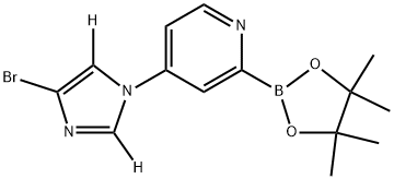 4-(4-bromo-1H-imidazol-1-yl-2,5-d2)-2-(4,4,5,5-tetramethyl-1,3,2-dioxaborolan-2-yl)pyridine 结构式