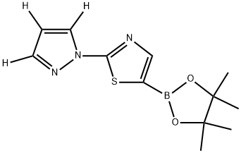 2-(1H-pyrazol-1-yl-d3)-5-(4,4,5,5-tetramethyl-1,3,2-dioxaborolan-2-yl)thiazole 结构式