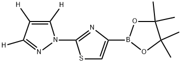 2-(1H-pyrazol-1-yl-d3)-4-(4,4,5,5-tetramethyl-1,3,2-dioxaborolan-2-yl)thiazole 结构式