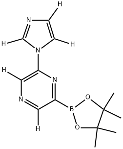 2-(1H-imidazol-1-yl-d3)-6-(4,4,5,5-tetramethyl-1,3,2-dioxaborolan-2-yl)pyrazine-3,5-d2 结构式