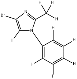 4-bromo-1-(3-fluorophenyl-2,4,5,6-d4)-2-(methyl-d3)-1H-imidazole-5-d 结构式