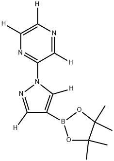 2-(4-(4,4,5,5-tetramethyl-1,3,2-dioxaborolan-2-yl)-1H-pyrazol-1-yl-3,5-d2)pyrazine-3,5,6-d3 结构式