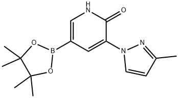 3-(3-methyl-1H-pyrazol-1-yl)-5-(4,4,5,5-tetramethyl-1,3,2-dioxaborolan-2-yl)pyridin-2(1H)-one 结构式