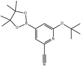 6-(tert-butoxy)-4-(4,4,5,5-tetramethyl-1,3,2-dioxaborolan-2-yl)picolinonitrile 结构式