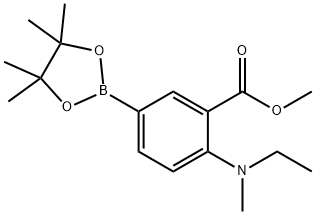 methyl 2-(ethyl(methyl)amino)-5-(4,4,5,5-tetramethyl-1,3,2-dioxaborolan-2-yl)benzoate 结构式
