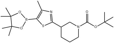 tert-butyl 3-(4-methyl-5-(4,4,5,5-tetramethyl-1,3,2-dioxaborolan-2-yl)thiazol-2-yl)piperidine-1-carboxylate 结构式