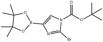 tert-butyl 2-bromo-4-(4,4,5,5-tetramethyl-1,3,2-dioxaborolan-2-yl)-1H-imidazole-1-carboxylate 结构式