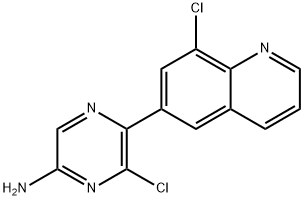 6-chloro-5-(8-chloroquinolin-6-yl)pyrazin-2-amine 结构式