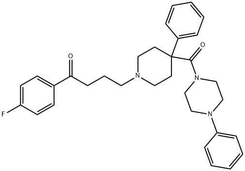 1-Butanone, 1-(4-fluorophenyl)-4-[4-phenyl-4-[(4-phenyl-1-piperazinyl)carbonyl]-1-piperidinyl]- 结构式