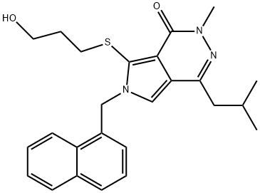 2,6-Dihydro-7-[(3-hydroxypropyl)thio]-2-methyl-4-(2-methylpropyl)-6-(1-naphthalenylmethyl)-1H-pyrrolo[3,4-d]pyridazin-1one 结构式