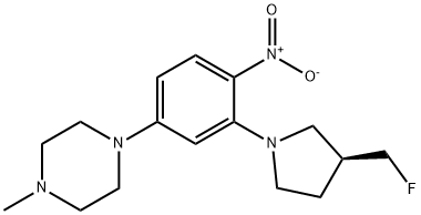 (S)-1-(3-(3-(fluoromethyl)pyrrolidin-1-yl)-4-nitrophenyl)-4-methylpiperazine 结构式