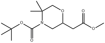 2-Methoxycarbonylmethyl-5,5-dimethyl-morpholine-4-carboxylic acid tert-butyl ester 结构式