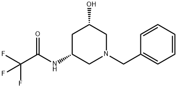 (3R, 5S)-N-(1-Benzyl-5-hydroxy-piperidin-3-yl)-2,2,2-trifluoro-acetamide 结构式
