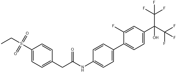 Benzeneacetamide, 4-(ethylsulfonyl)-N-[2'-fluoro-4'-[2,2,2-trifluoro-1-hydroxy-1-(trifluoromethyl)ethyl][1,1'-biphenyl]-4-yl]- 结构式