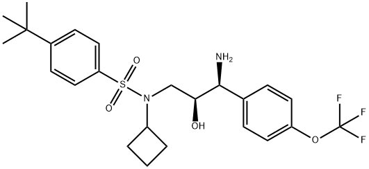 Benzenesulfonamide, N-[(2S,3S)-3-amino-2-hydroxy-3-[4-(trifluoromethoxy)phenyl]propyl]-N-cyclobutyl-4-(1,1-dimethylethyl)- 结构式