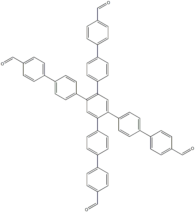 4'',5''-bis(4'-formyl-[1,1'-biphenyl]-4-yl)-[1,1':4',1'':2'',1''':4''',1''''-quinquephenyl]-4,4''''-dicarbaldehyde 结构式