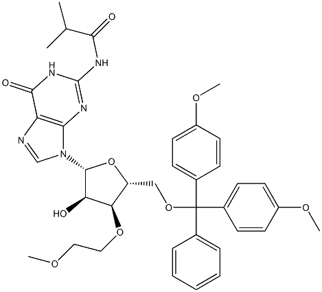 N2-iso-Butyroyl-5'-O-(4,4'-dimethoxytrityl)-3'-O-(methoxyethyl)guanosine 结构式