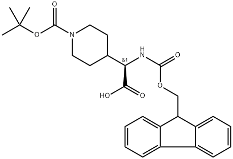 (2R)-2-(9H-fluoren-9-ylmethoxycarbonylamino)-2-[1-[(2-methylpropan-2-yl)oxycarbonyl]piperidin-4-yl]acetic acid 结构式