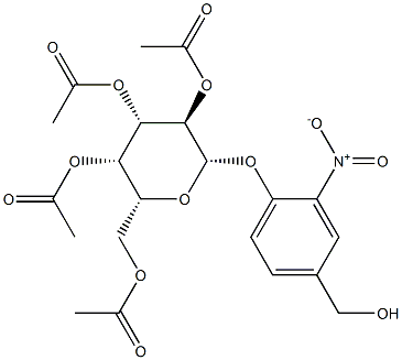 (2R,3S,4S,5R,6S)-2-(乙酰氧基甲基)-6-(4-(羟甲基)-2-硝基苯氧基)四氢-2H-吡喃-3,4,5-三基三乙酸酯 结构式