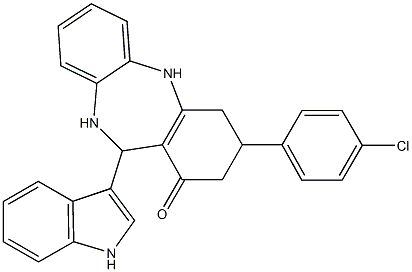 3-(4-chlorophenyl)-11-(1H-indol-3-yl)-2,3,4,5,10,11-hexahydro-1H-dibenzo[b,e][1,4]diazepin-1-one 结构式