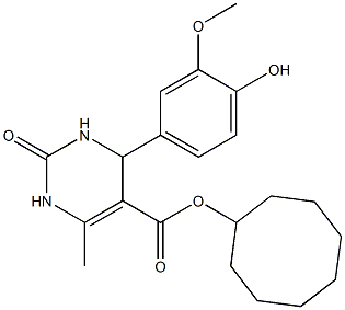 cyclooctyl 4-[4-hydroxy-3-(methyloxy)phenyl]-6-methyl-2-oxo-1,2,3,4-tetrahydropyrimidine-5-carboxylate 结构式