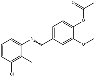4-{[(3-chloro-2-methylphenyl)imino]methyl}-2-methoxyphenyl acetate 结构式