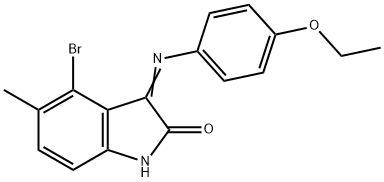4-bromo-3-[(4-ethoxyphenyl)imino]-5-methyl-1,3-dihydro-2H-indol-2-one 结构式