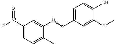 2-methoxy-4-{[(2-methyl-5-nitrophenyl)imino]methyl}phenol 结构式