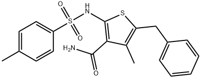 5-benzyl-4-methyl-2-{[(4-methylphenyl)sulfonyl]amino}-3-thiophenecarboxamide 结构式