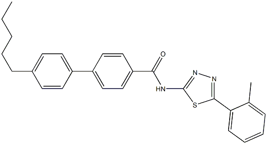 N-[5-(2-methylphenyl)-1,3,4-thiadiazol-2-yl]-4'-pentyl[1,1'-biphenyl]-4-carboxamide 结构式