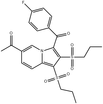 1-[3-(4-fluorobenzoyl)-1,2-bis(propylsulfonyl)indolizin-6-yl]ethanone 结构式