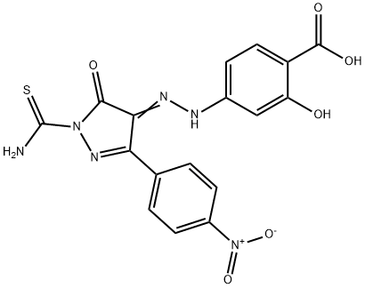 4-{2-[1-(aminocarbothioyl)-3-(4-nitrophenyl)-5-oxo-1,5-dihydro-4H-pyrazol-4-ylidene]hydrazino}-2-hydroxybenzoic acid 结构式