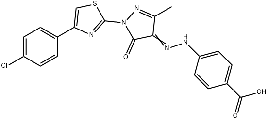 4-(2-{1-[4-(4-chlorophenyl)-1,3-thiazol-2-yl]-3-methyl-5-oxo-1,5-dihydro-4H-pyrazol-4-ylidene}hydrazino)benzoic acid 结构式
