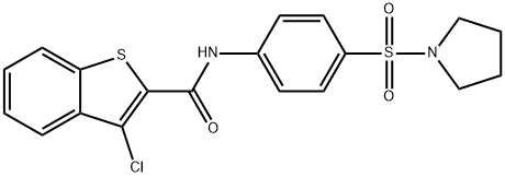 3-chloro-N-[4-(1-pyrrolidinylsulfonyl)phenyl]-1-benzothiophene-2-carboxamide 结构式