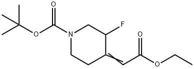 (E)-tert-butyl 4-(2-ethoxy-2-oxoethylidene)-3-fluoropiperidine-1-carboxylate 结构式