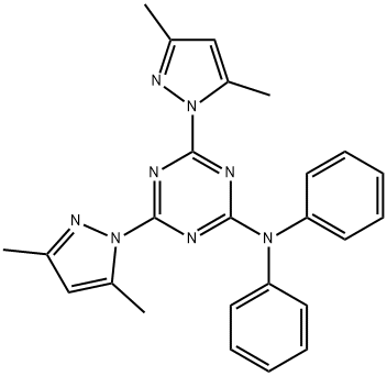 4,6-bis(3,5-dimethyl-1H-pyrazol-1-yl)-N,N-diphenyl-1,3,5-triazin-2-amine 结构式