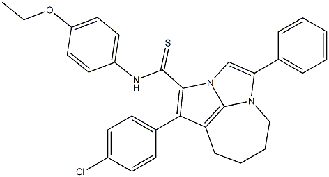 1-(4-chlorophenyl)-N-(4-ethoxyphenyl)-4-phenyl-5,6,7,8-tetrahydro-2a,4a-diazacyclopenta[cd]azulene-2-carbothioamide 结构式