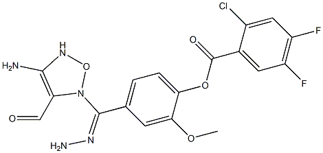 4-{2-[(4-amino-1,2,5-oxadiazol-3-yl)carbonyl]carbohydrazonoyl}-2-methoxyphenyl 2-chloro-4,5-difluorobenzoate 结构式