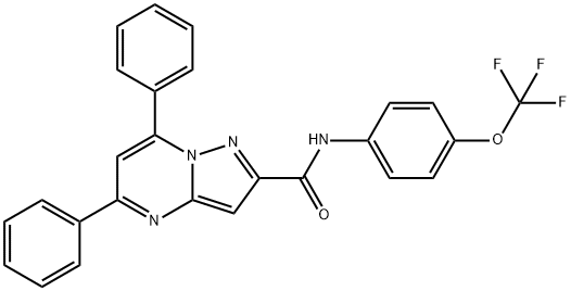 5,7-diphenyl-N-[4-(trifluoromethoxy)phenyl]pyrazolo[1,5-a]pyrimidine-2-carboxamide 结构式
