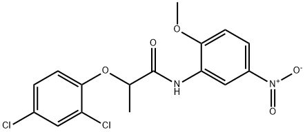 2-(2,4-dichlorophenoxy)-N-(2-methoxy-5-nitrophenyl)propanamide 结构式