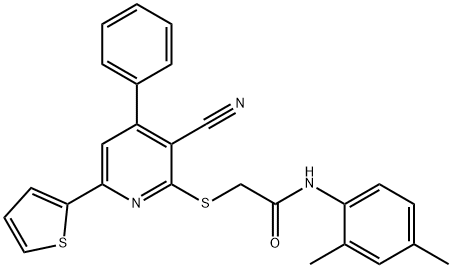 2-{[3-cyano-4-phenyl-6-(2-thienyl)-2-pyridinyl]sulfanyl}-N-(2,4-dimethylphenyl)acetamide 结构式