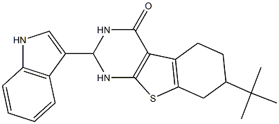 7-tert-butyl-2-(1H-indol-3-yl)-2,3,5,6,7,8-hexahydro[1]benzothieno[2,3-d]pyrimidin-4(1H)-one 结构式