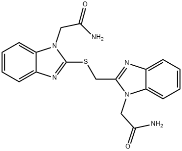 2-[2-({[1-(2-amino-2-oxoethyl)-1H-benzimidazol-2-yl]methyl}sulfanyl)-1H-benzimidazol-1-yl]acetamide 结构式