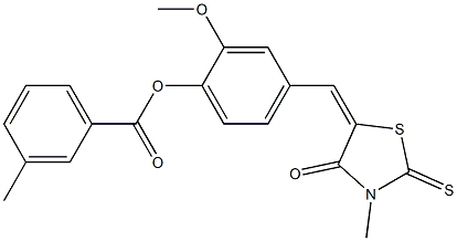 2-methoxy-4-[(3-methyl-4-oxo-2-thioxo-1,3-thiazolidin-5-ylidene)methyl]phenyl 3-methylbenzoate 结构式