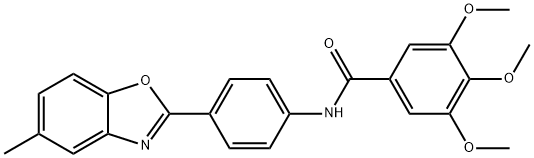 3,4,5-trimethoxy-N-[4-(5-methyl-1,3-benzoxazol-2-yl)phenyl]benzamide 结构式