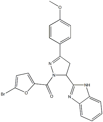 2-[1-(5-bromo-2-furoyl)-3-(4-methoxyphenyl)-4,5-dihydro-1H-pyrazol-5-yl]-1H-benzimidazole 结构式